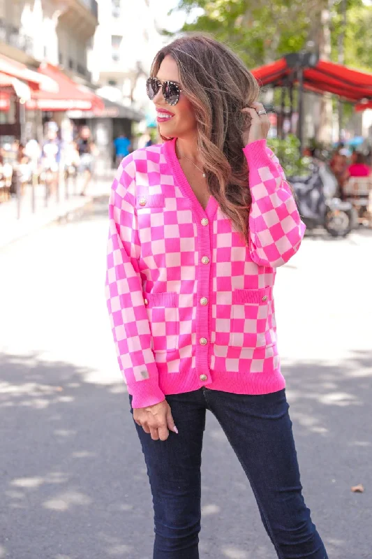 Reality Check Checkered Cardigan