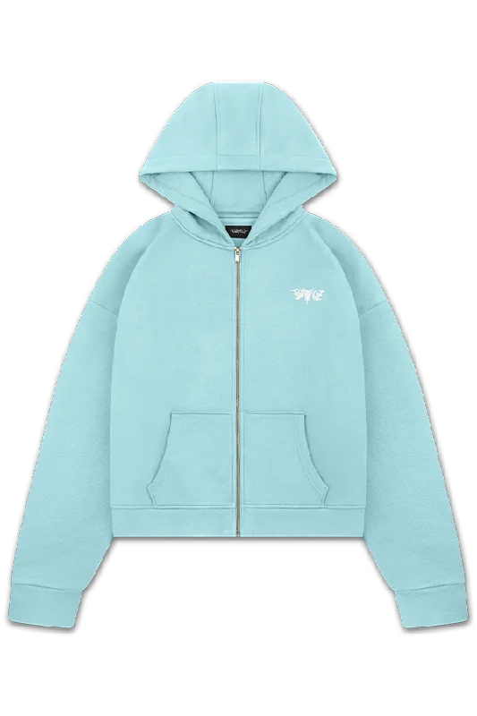 BASIC ZIP HOODIE TURQUOISE Confident Women's High - fashion