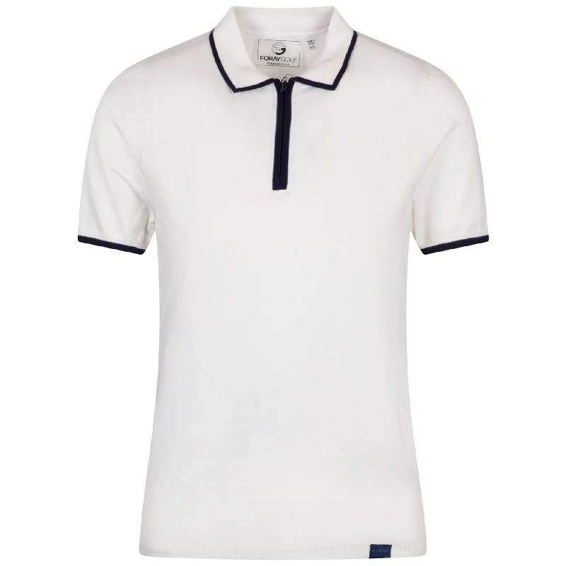 Womens Contrast Tipped Knit Polo White - SS25 Cool Women's Skate
