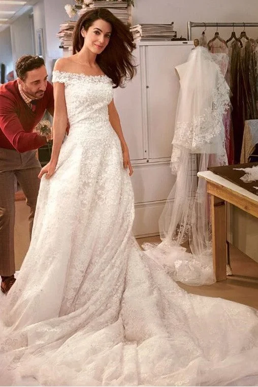 Dreamed Lace Wedding Dresses with Off-the-shoulder Cool Women's Distressed