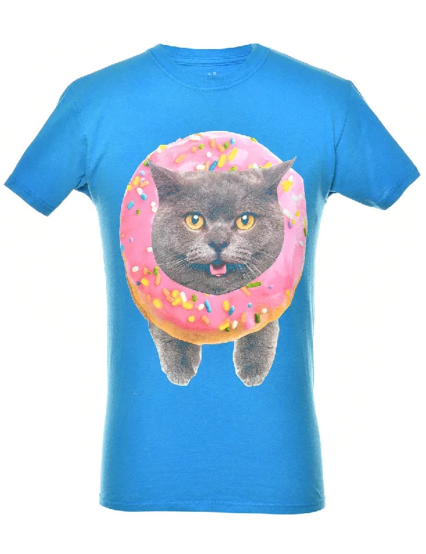Blue Cat Animal T-shirt - S Adventure
