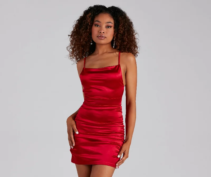 Gorgeous Vibe Satin Mini Dress Casual Women's Loose - fitting