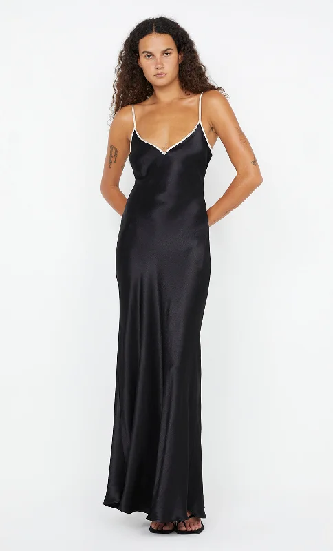 SOL TIE MAXI DRESS - BLACK/SAND Dapper Women's 1920S