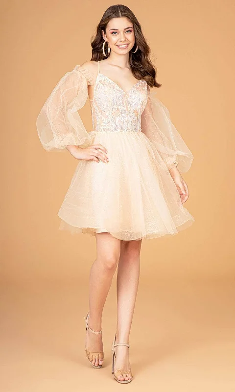 Elizabeth K GS3095 - Tulle Bell Sleeves Cocktail Dress Classic Women's Tweed