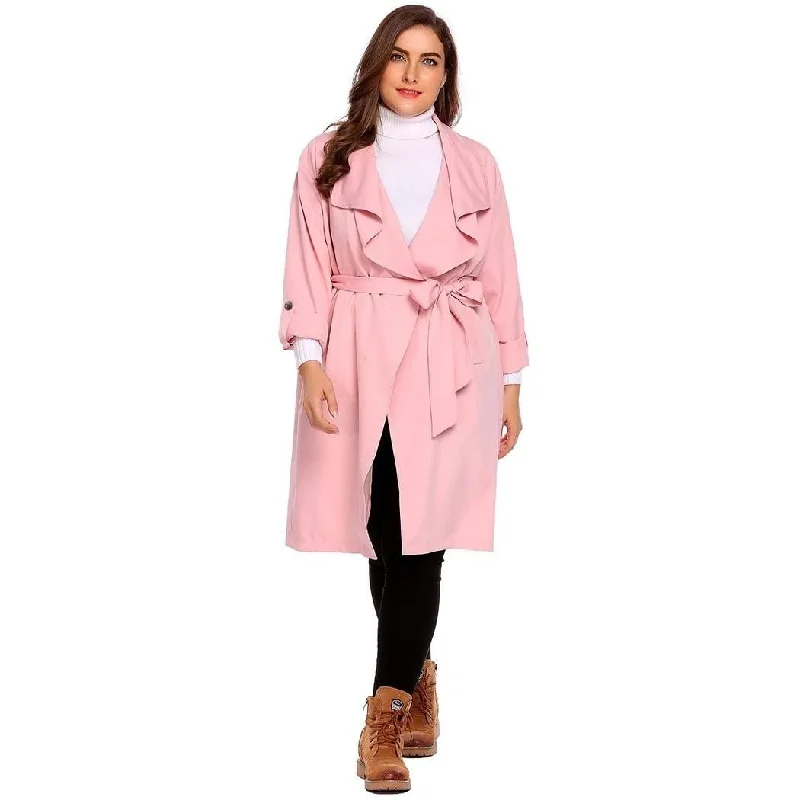 ANALUKE Solid Large Windbreaker Trench Coat