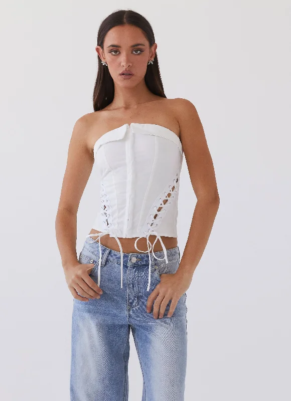 Be My Soulmate Bustier Top - White Laid - back Women's Style