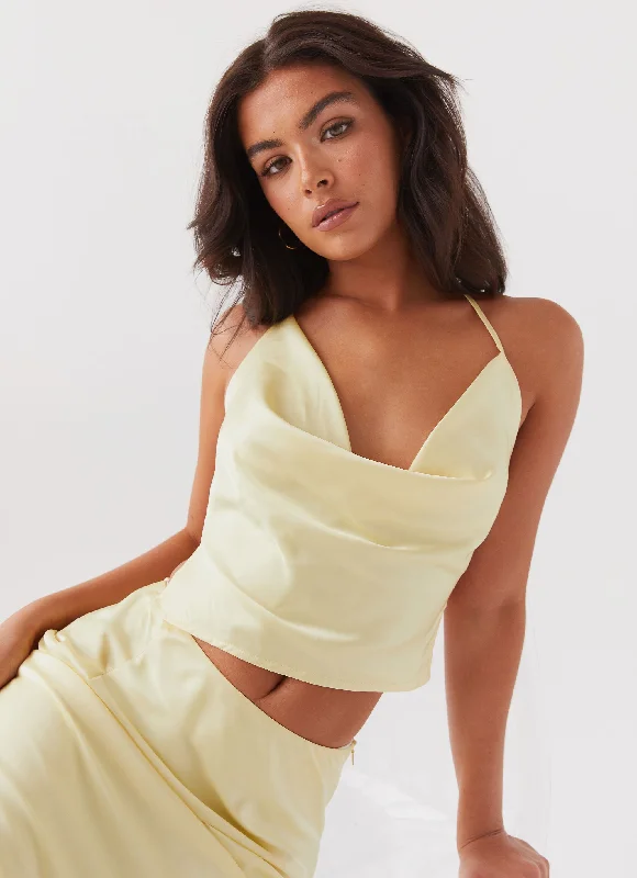 Ivanna Satin Top - Lemon Country