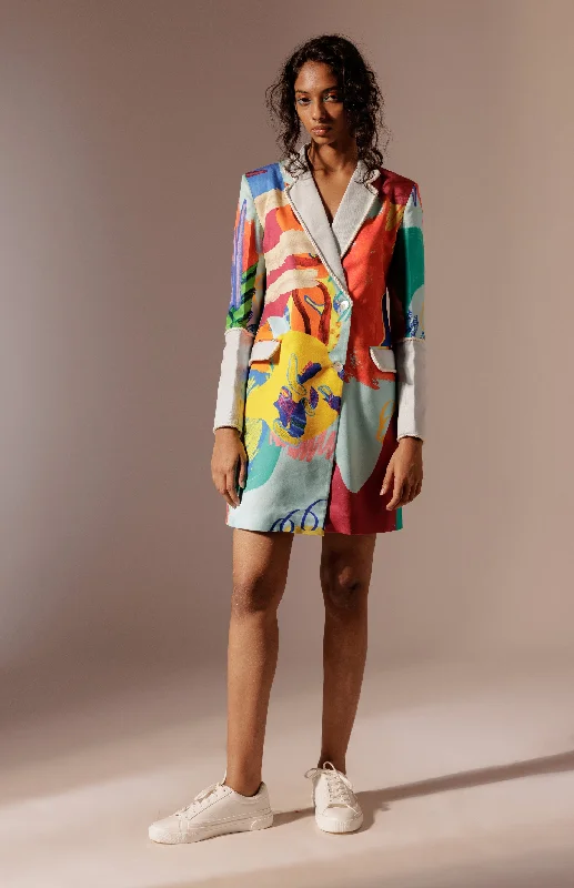 Island Colour Block Blazer Dress Modern Women's 