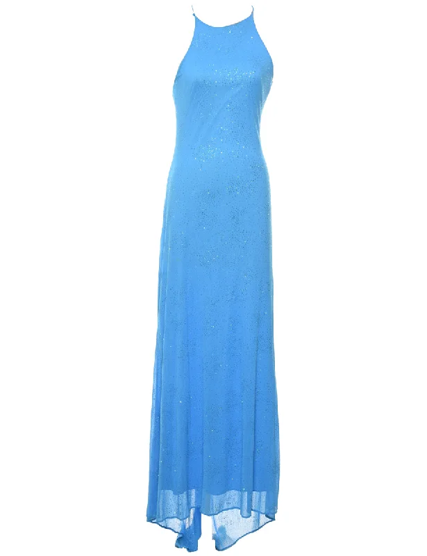 Blue Sparkly Backless Evening Dress - S Confident Women's Power