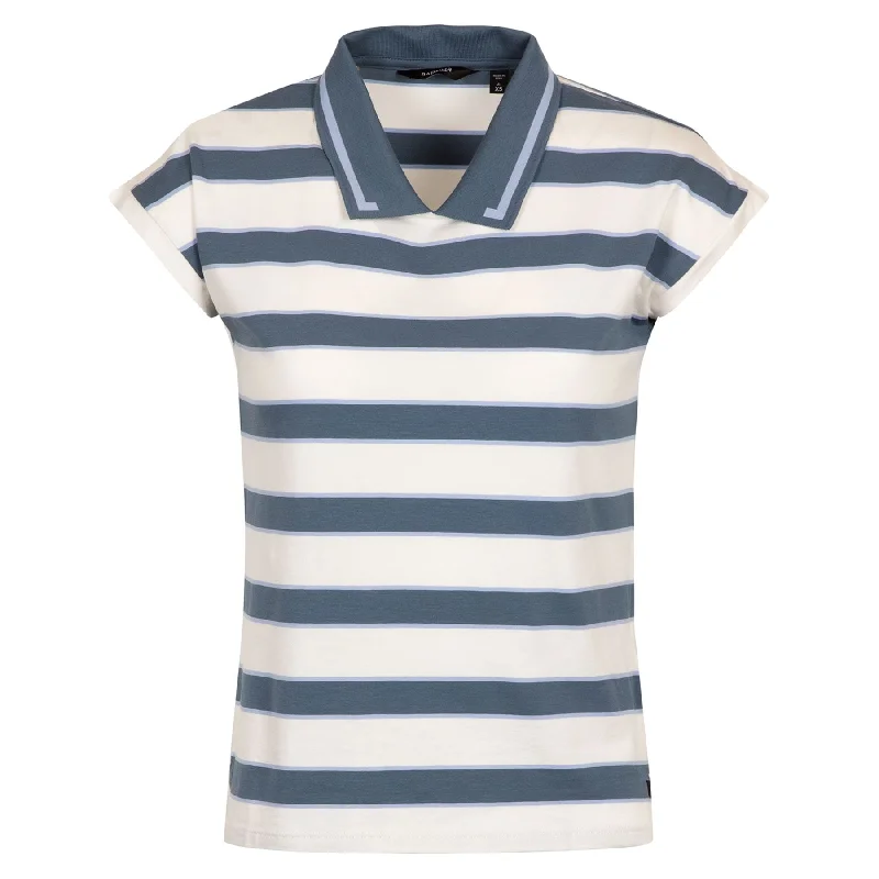 Womens Karley Boat Stripe Polo True Blue/Snow White - SS25 Youthful Women's Anime - inspired Womens Karley Boat Stripe Polo True Blue/Snow White - SS25 Youthful Women's Anime - inspired