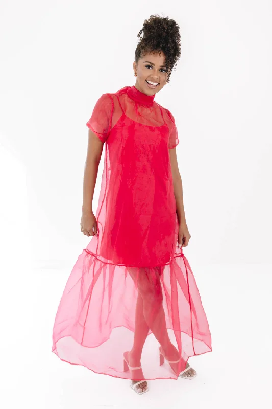 Show Stopper Midi Dress - Hot Pink