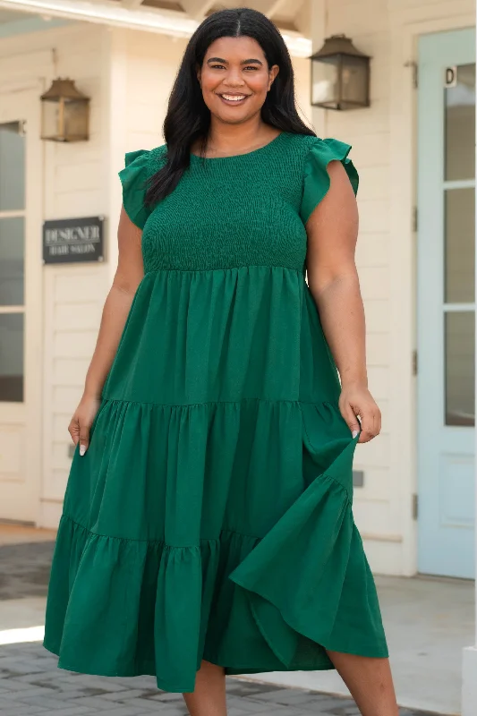 Our Sweet Memories Dress, Forest Green Youthful Women's Pop