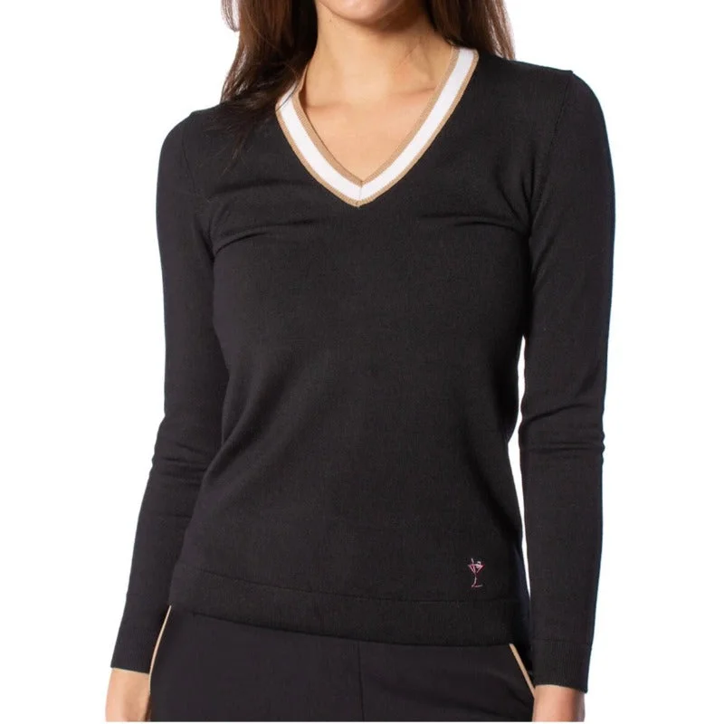 Golftini V-Neck Sweater - Black/Camel Tough Women's Military - inspired