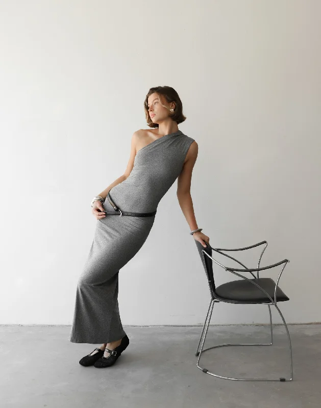 Jovelle Maxi Dress (Grey) Monochromatic Office Style
