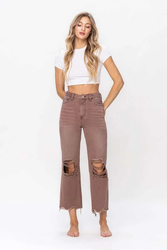 VERVET by Flying Monkey 90's Vintage Crop Flare Jeans in Aztec