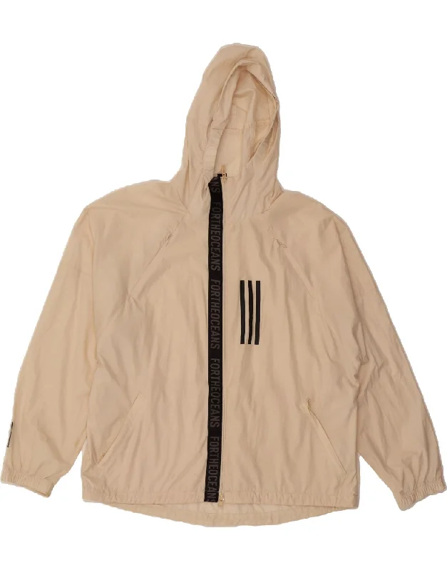 ADIDAS Womens Graphic Hooded Rain Jacket UK 20/22 XL Beige Colourblock Monochromatic All - in - one ADIDAS Womens Graphic Hooded Rain Jacket UK 20/22 XL Beige Colourblock Monochromatic All - in - one