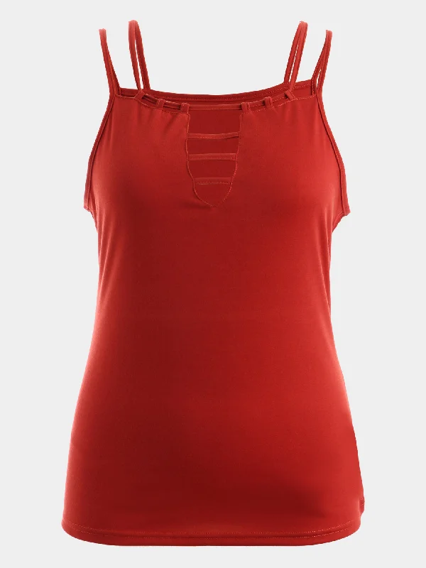 Midsize Neo-Trendy Cutwork Plunge-V Tank Top Cool Women's Skate