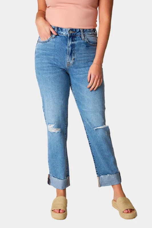 Bailey Distressed Boyfriend Jean - Medium Wash