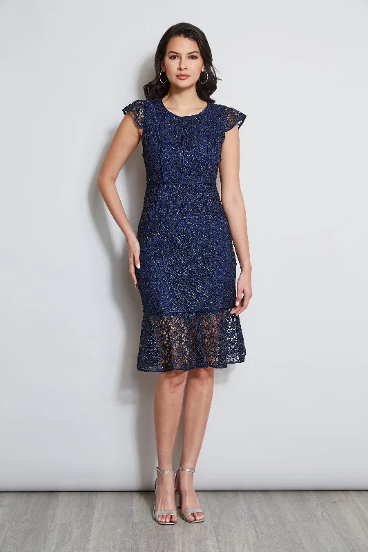 Lace Flutter Sleeve Dress Country
