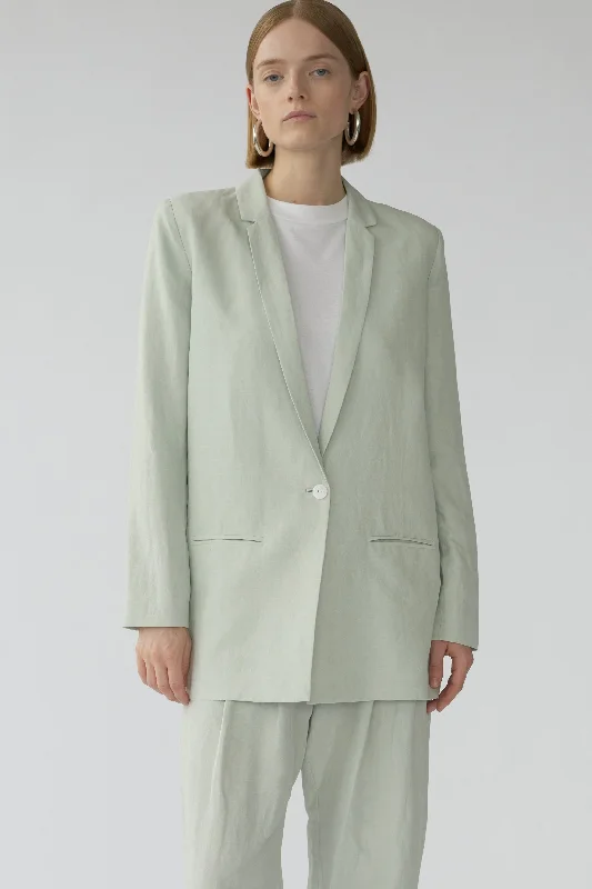 MENA BLAZER - MINT GREY - SILK/LINEN Trendy Women's 