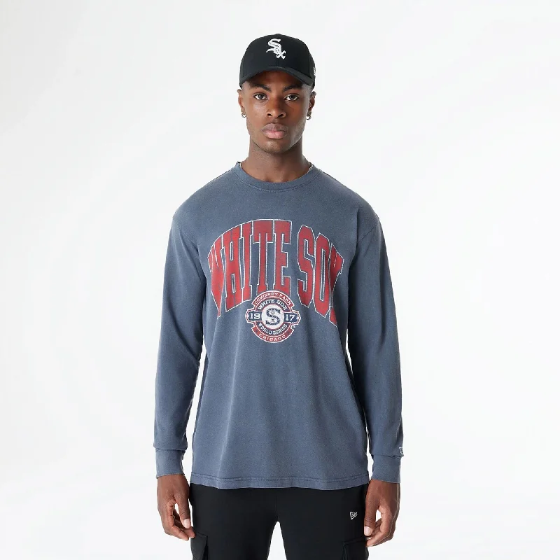 Chicago White Sox Oversized Essential Navy Oversized Long Sleeve T-Shirt Sleek Women's Metallic Chicago White Sox Oversized Essential Navy Oversized Long Sleeve T-Shirt Sleek Women's Metallic