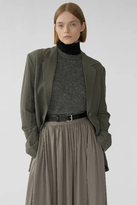 OTIS BLAZER - SAGE GREY - SILK/LINEN Artistic Women's Hand - painted
