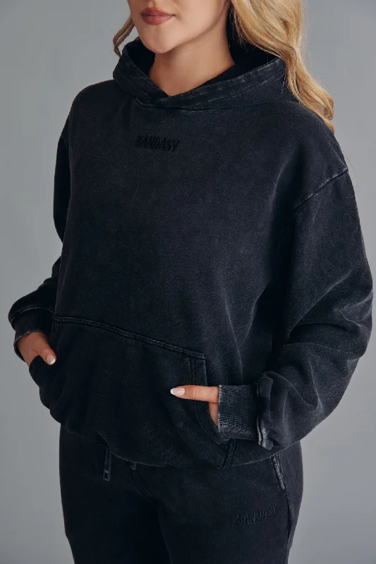 VENICE OVERSIZE HOODIE DENIM BLACK Confident Women's High - fashion