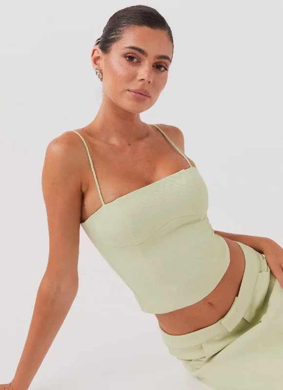 Eliana Crop Top - Green Zest Cozy Women's Sherpa - lined