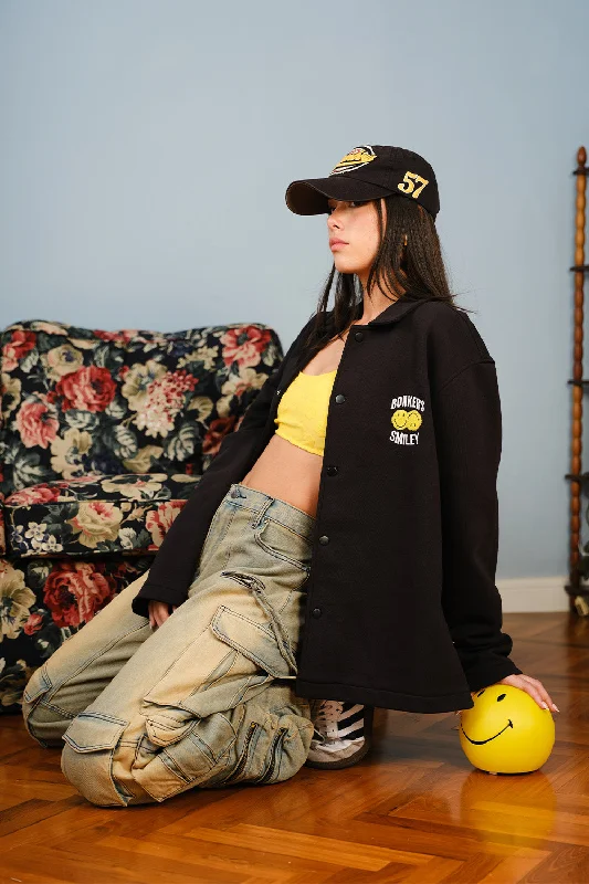 Smiley Originals X Bonkers Collared Shacket Dapper Women's Bow - adorned