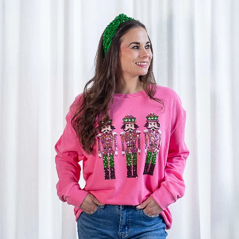 Pink Nutcracker Sequin Sweatshirt Stylish Women's Tropical 