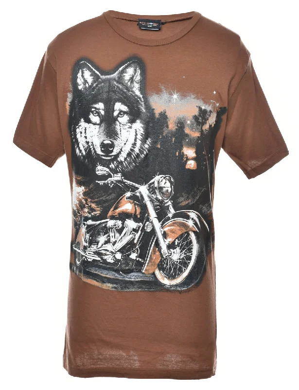 Wolf Print Animal T-shirt - M