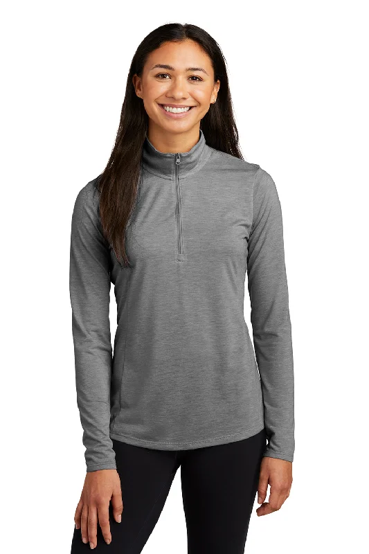 Sport-Tek Womens Moisture Wicking 1/4 Zip Sweatshirt - Heather Dark Grey Casual Women's Loose - fitting Sport-Tek Womens Moisture Wicking 1/4 Zip Sweatshirt - Heather Dark Grey Casual Women's Loose - fitting