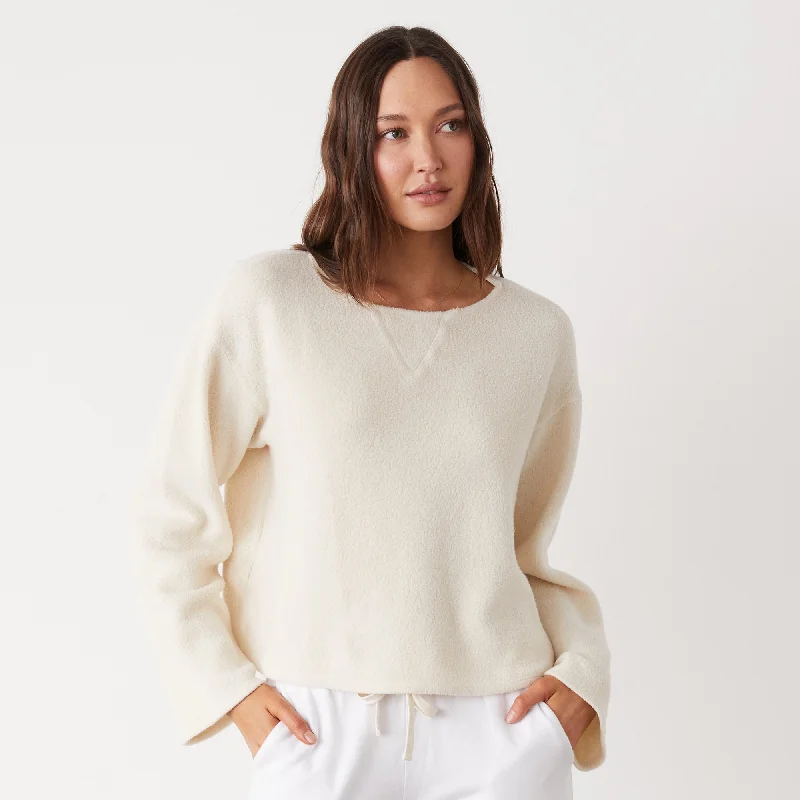 Teddy Fleece Boat Neck Sweatshirt Modern Women's 