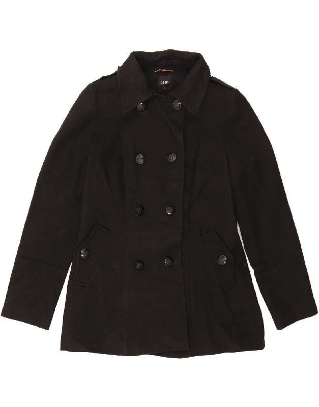 OASIS Womens Pea Coat UK 10 Small Black Wool Preppy Women's College