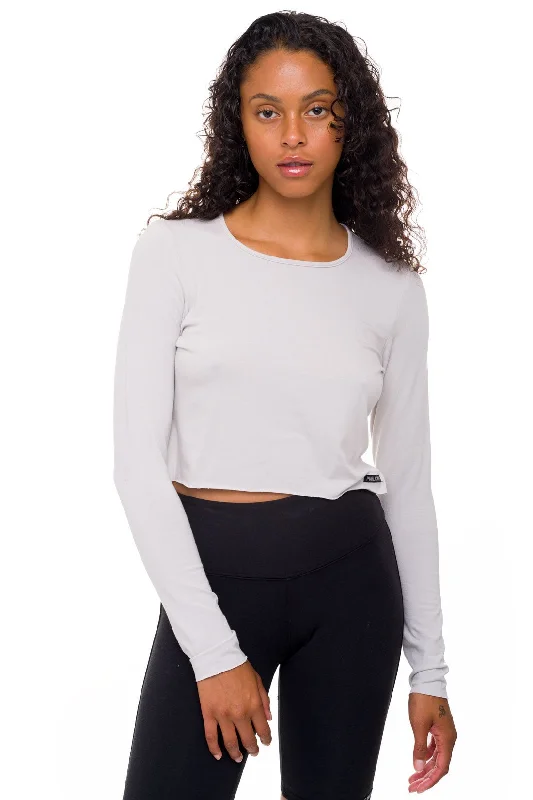 Bamboo Long Sleeve Crop Top Sporty Women's Tennis