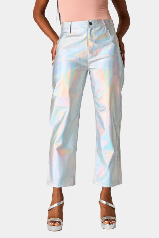 Travolta High-Rise Metallic Pants - Iridescent