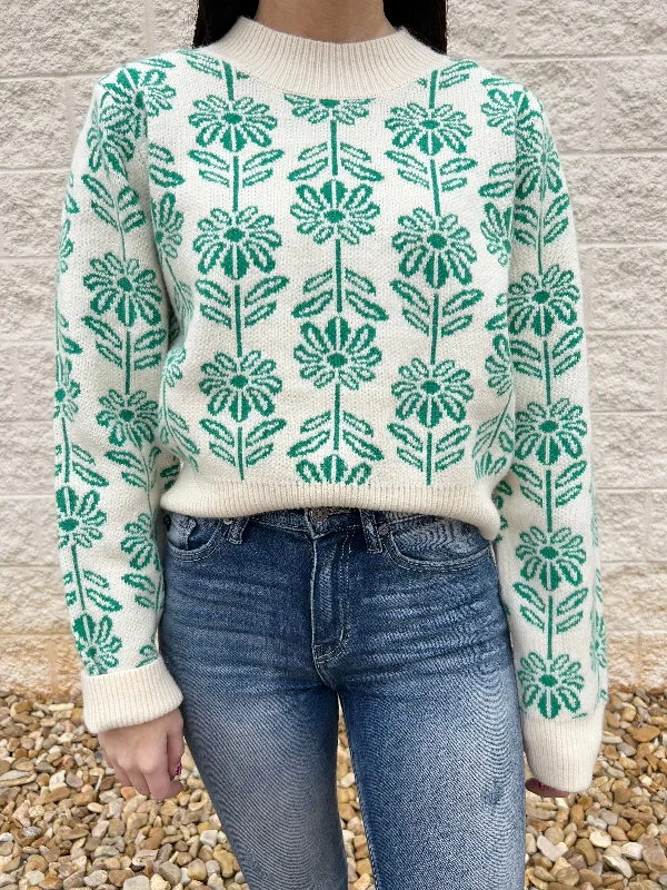 Growing A Garden Green Floral Print Sweater Tough Women's Military - inspired