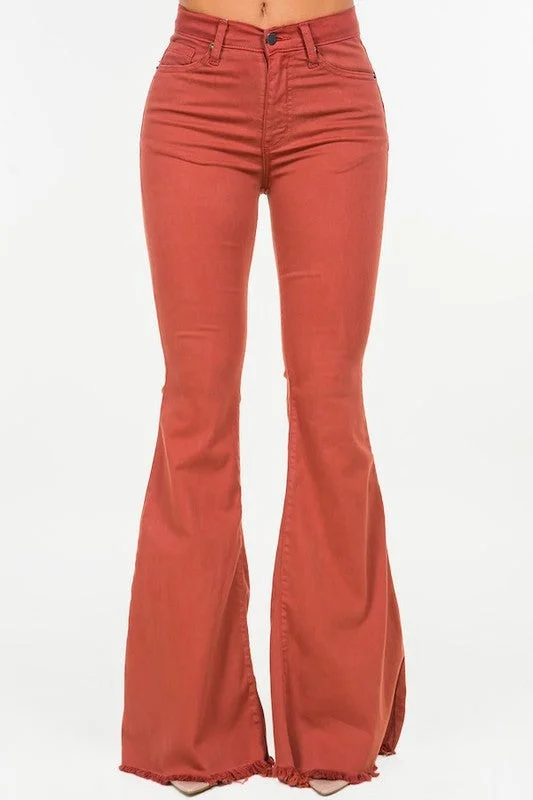 Bell Bottom Jean in Rust- Inseam 32 Earthy Women's 