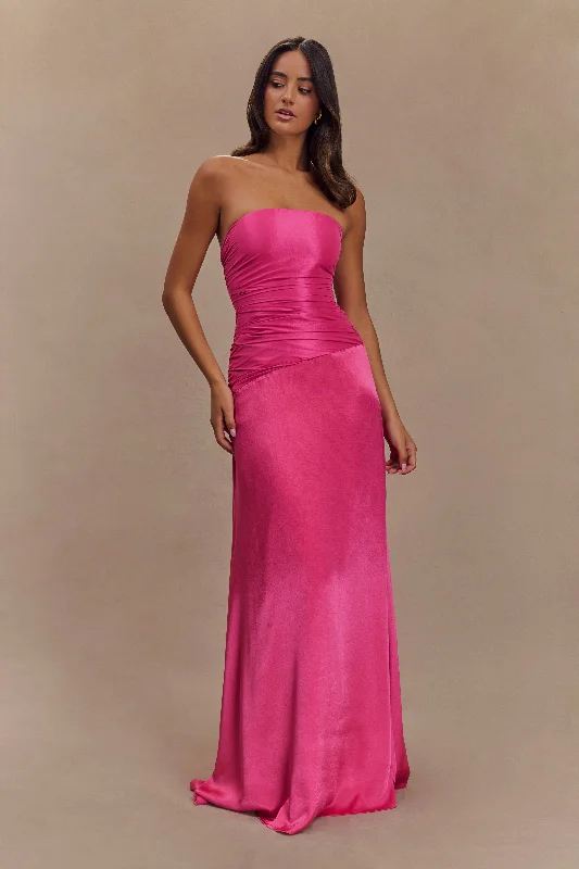 Serena Strapless Taffeta Maxi Dress - Crimson Pink Bohemian Women's Free