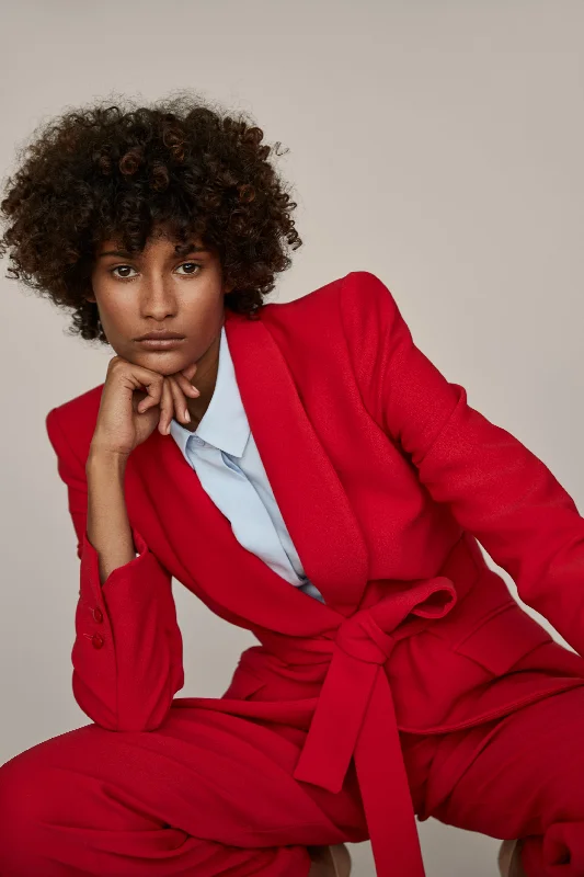 No 01 Blazer Crepe Rojo Bohemian Women's Free