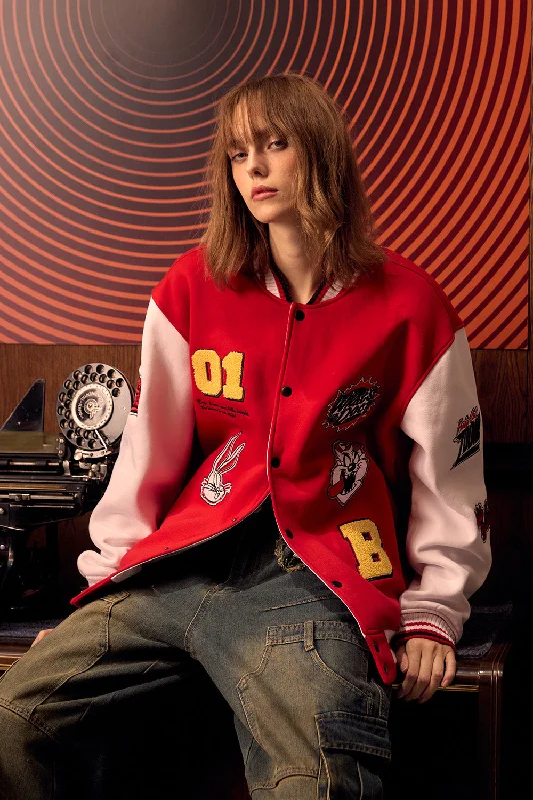 Looney Tunes Red Varsity Jacket Dynamic Women's Moto