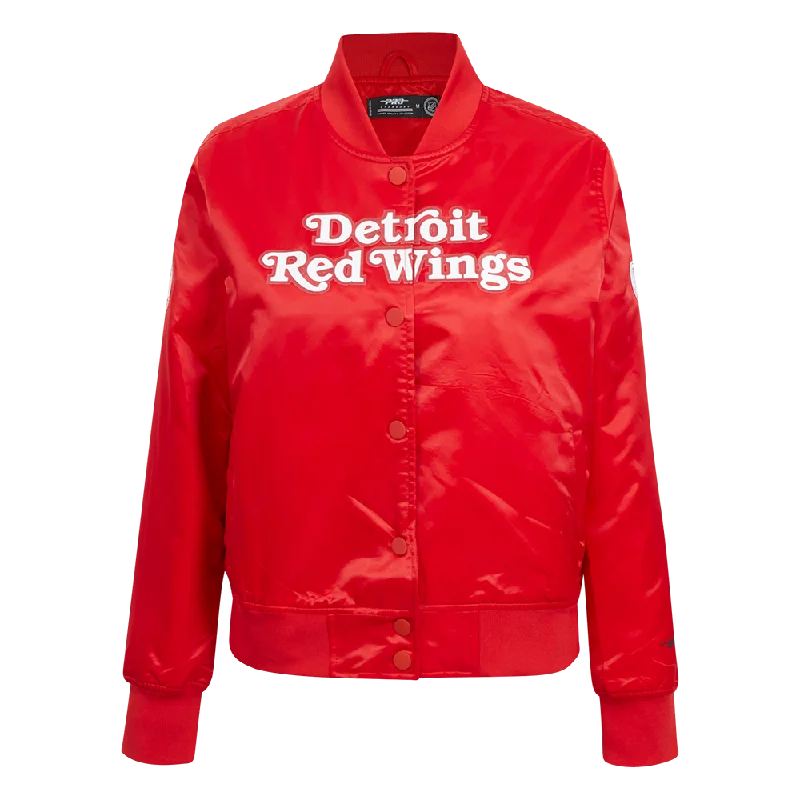 NHL DETROIT RED WINGS CLASSIC WOMEN'S SATIN JACKET (RED) Youthful Women's Pop