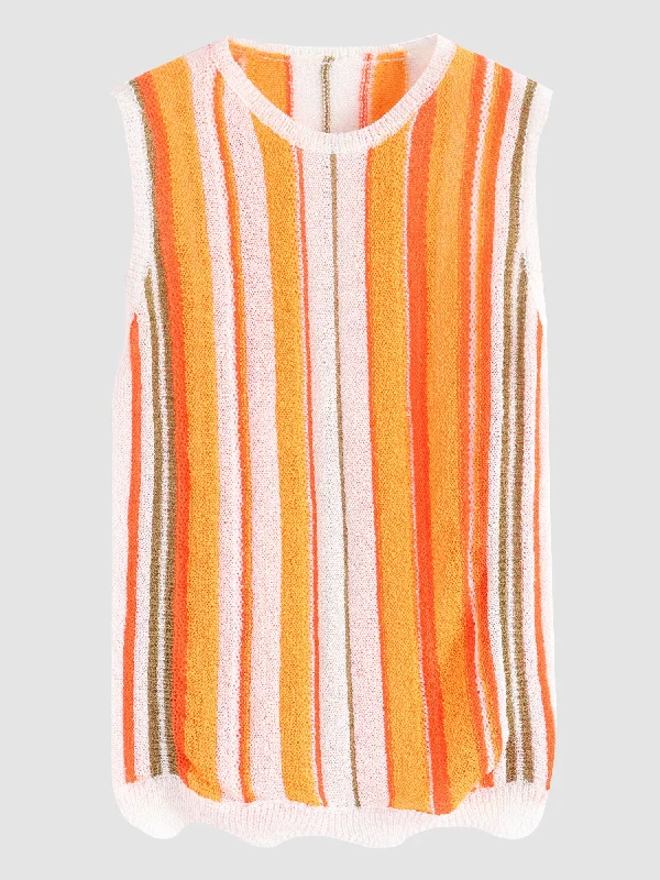 Midsize Effortlessly Beautiful Strips Color-Block Tank Top Practical Women's Quick - dry