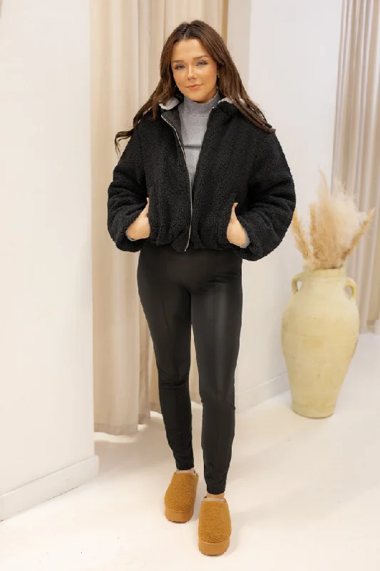 NEW JAYME SHERPA CROPPED HOODED COAT Refined Women's Classic 