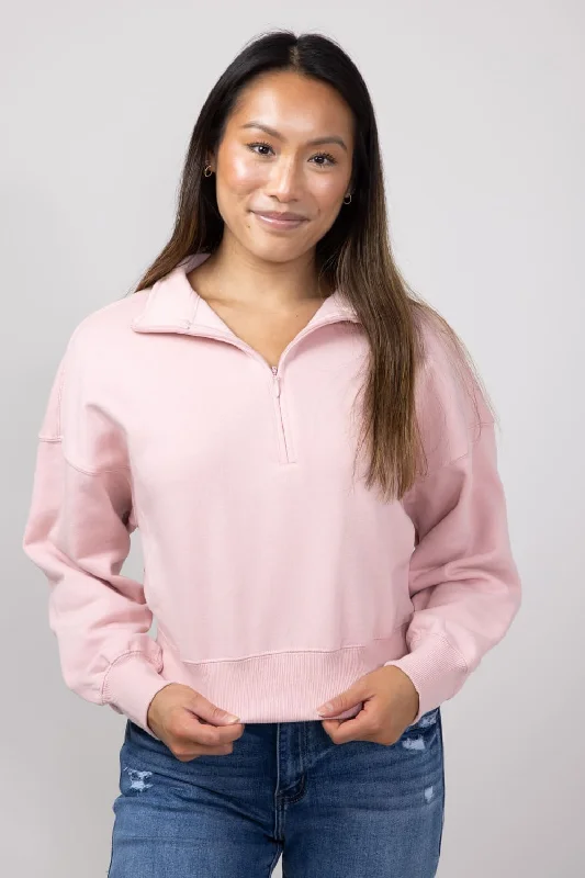 Reflex ¼ Zip Johnny Collar Pullover for Women in Pink | JK240-PINK Athletic Women's 