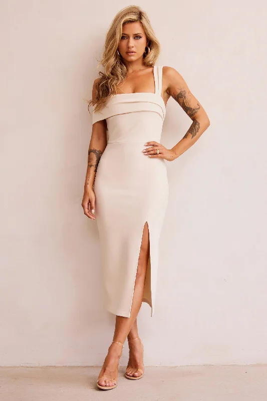 Fine Nothing Midi Dress - Beige Modern Women's 
