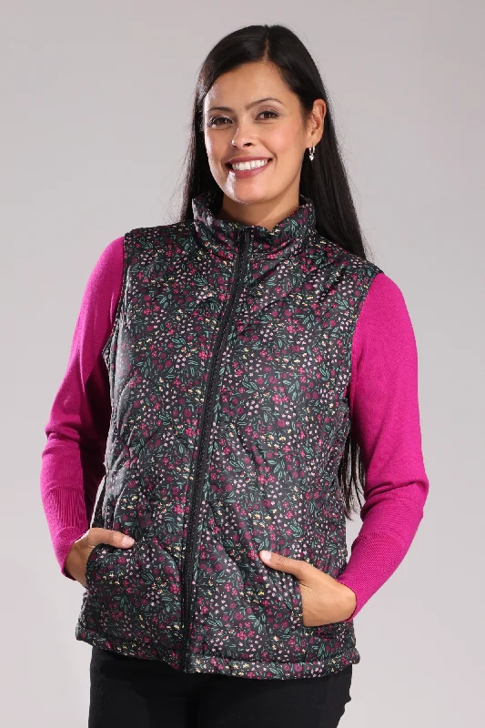 Printed & Quilted Vest | Berry Floral Ditsy | 6241ZZ Athletic Women's 