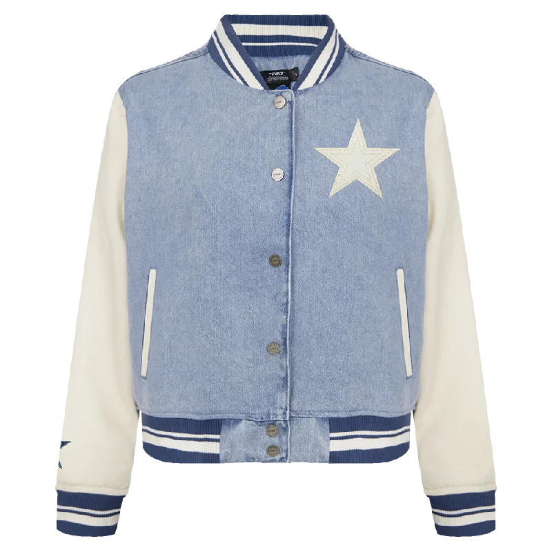 NFL DALLAS COWBOYS VARSITY BLUES WOMEN'S DENIM VARSITY WOMEN'S JACKET (DENIM/LINEN) Compression