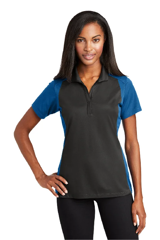 Sport-Tek Womens Sport-Wick Moisture Wicking Short Sleeve Polo Shirt - Iron Grey/True Royal Blue Feminine Women's Soft Sport-Tek Womens Sport-Wick Moisture Wicking Short Sleeve Polo Shirt - Iron Grey/True Royal Blue Feminine Women's Soft