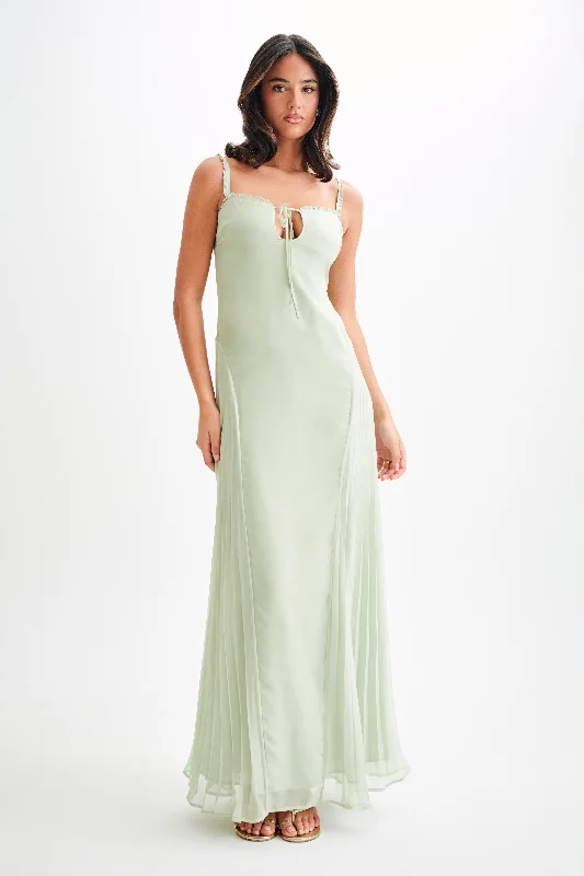Saira Chiffon Maxi Dress - Pastel Green Feminine Women's Style 